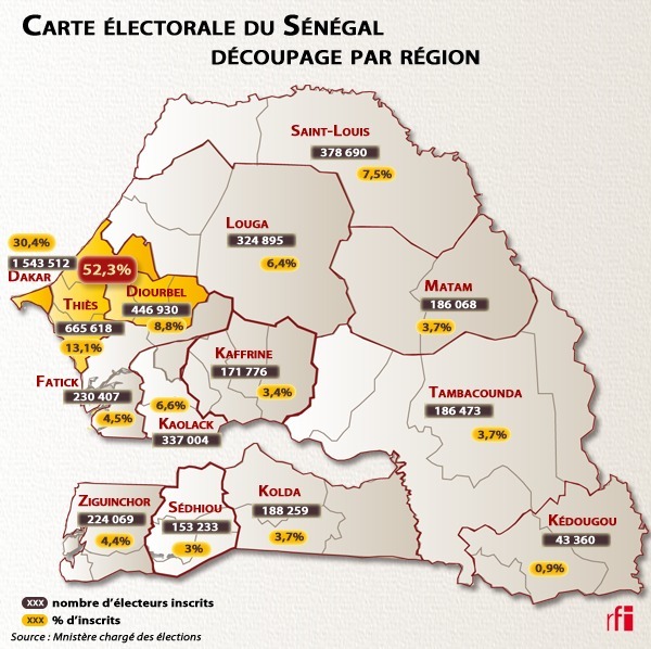 carte senegal regions - Image
